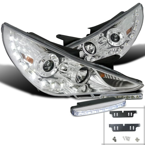 LED Front Head Lights Halo Projector Lamp For Hyundai Sonata 2011-2014